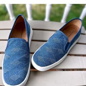 Lucky Brand Gimmony Blue Diamond Print Slip On‎ Sneakers Women's Size 7.5M